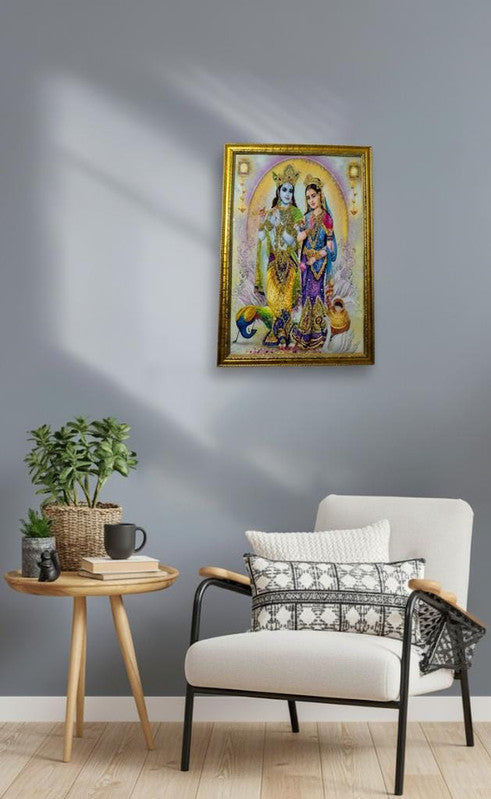 BishnuAK Resin Radha Krishna Painting 14 inch x 20 inch