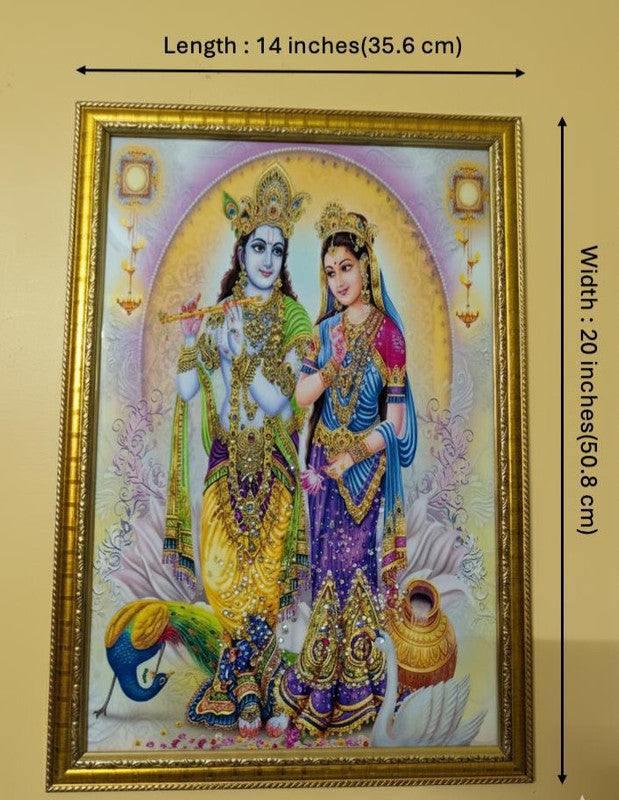 BishnuAK Resin Radha Krishna Painting 14 inch x 20 inch