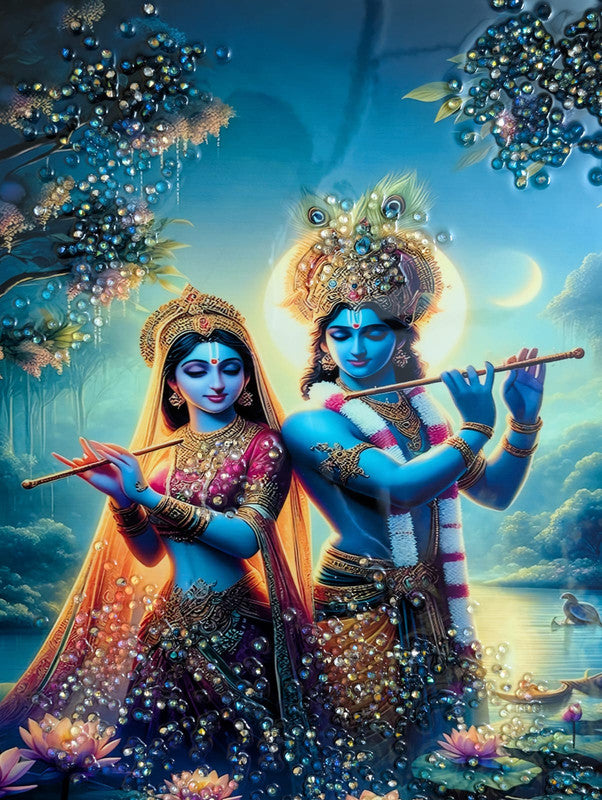 BishnuAK Resin Radha Krishna Painting 14 inch x 20 inch