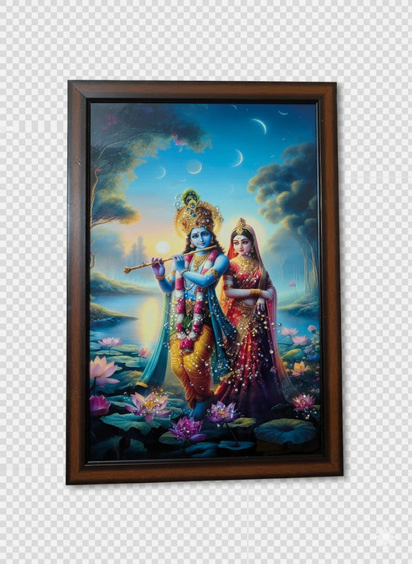 BishnuAK Resin Radha Krishna Painting 14 inch x 20 inch