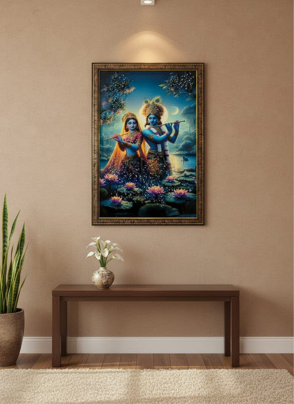BishnuAK Resin Radha Krishna Painting 14 inch x 20 inch