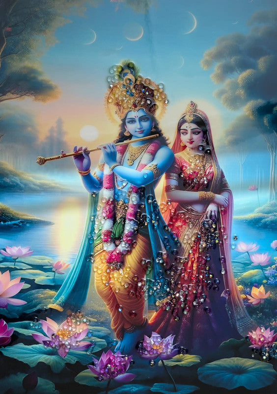 BishnuAK Resin Radha Krishna Painting 14 inch x 20 inch