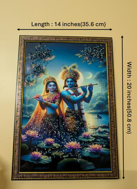 BishnuAK Resin Radha Krishna Painting 14 inch x 20 inch