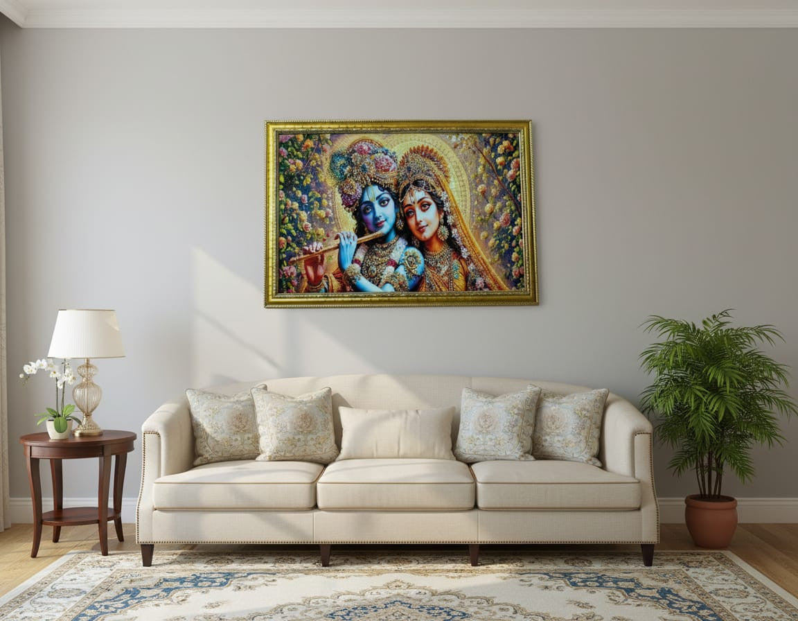 BishnuAK Resin Radha Krishna Painting 20 inch x 14 inch