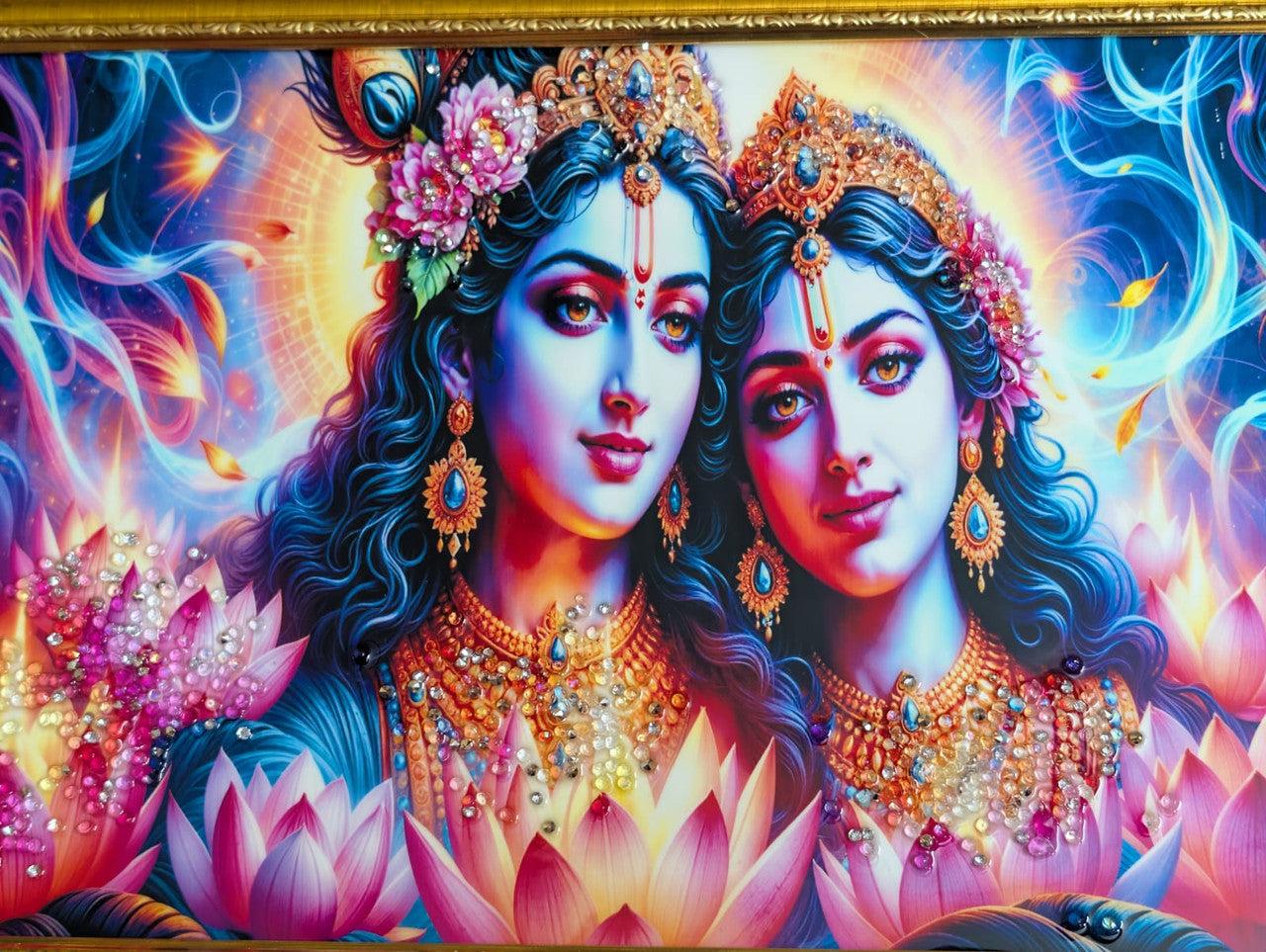 BishnuAK Resin Radha Krishna Painting 20 inch x 14 inch