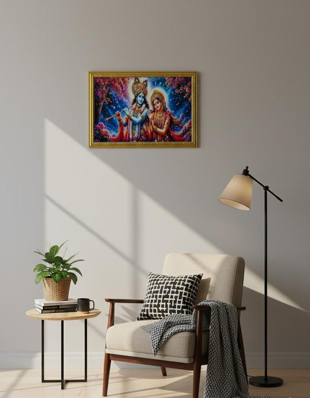 BishnuAK Resin Radha Krishna Painting 20 inch x 14 inch