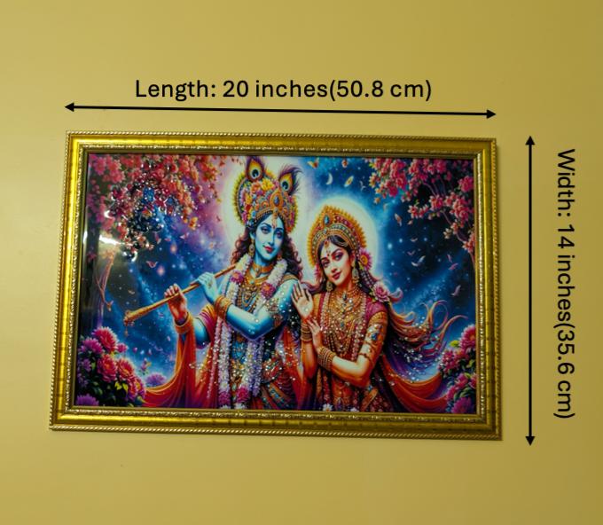 BishnuAK Resin Radha Krishna Painting 20 inch x 14 inch