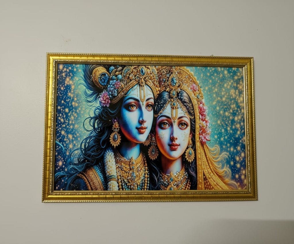 BishnuAK Resin Radha Krishna Painting 20 inch x 14 inch