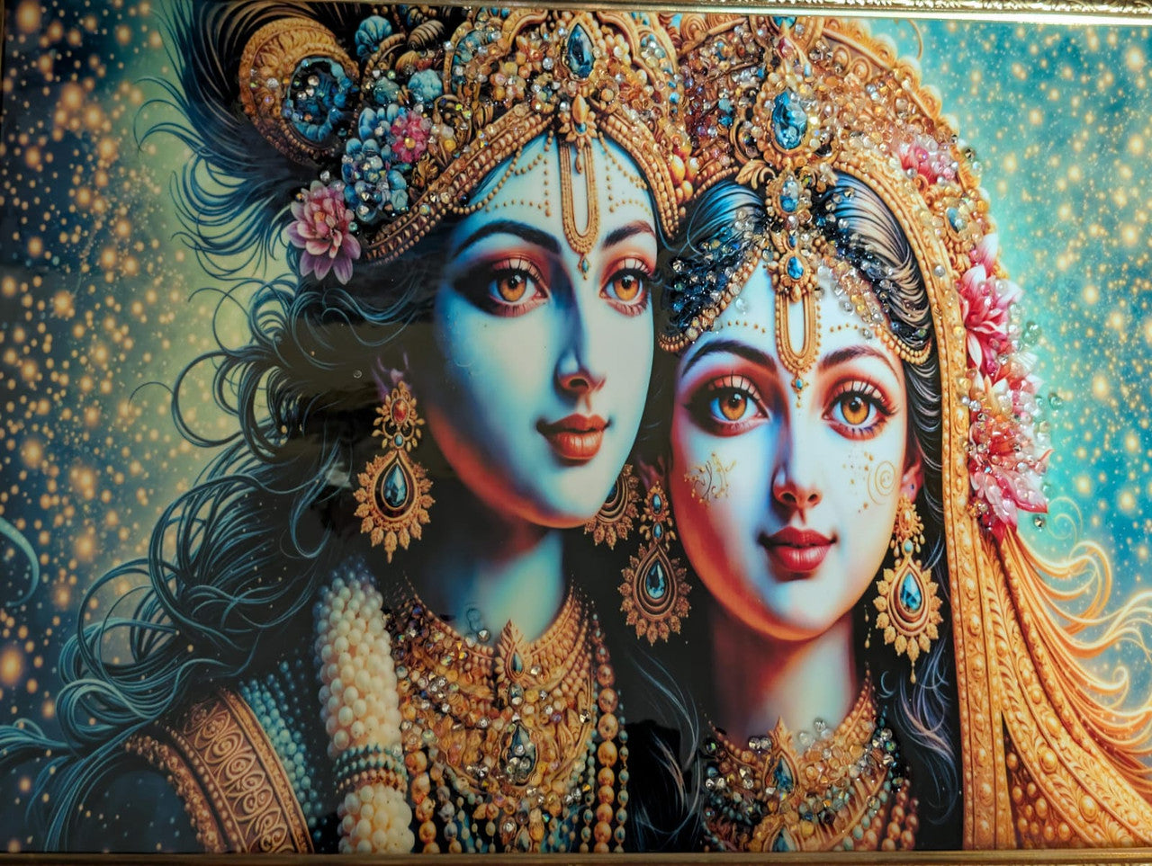 BishnuAK Resin Radha Krishna Painting 20 inch x 14 inch