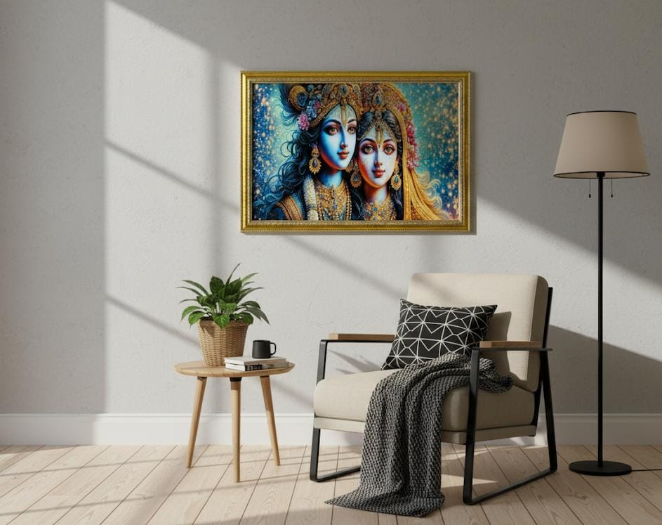 BishnuAK Resin Radha Krishna Painting 20 inch x 14 inch