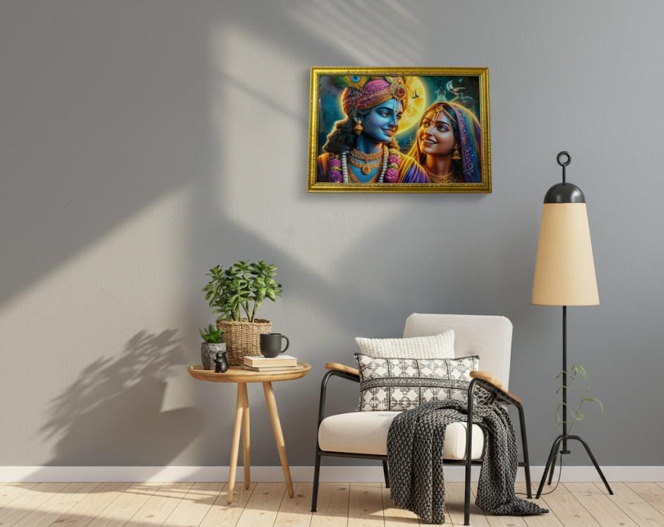 BishnuAK Resin Radha Krishna Painting 20 inch x 14 inch