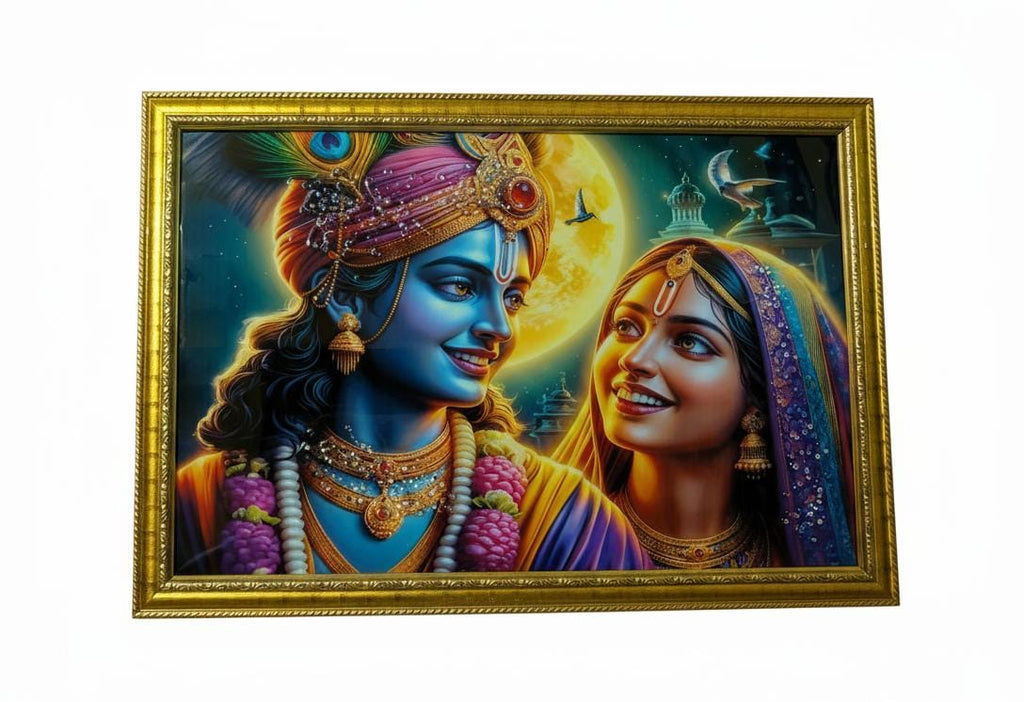 BishnuAK Resin Radha Krishna Painting 20 inch x 14 inch