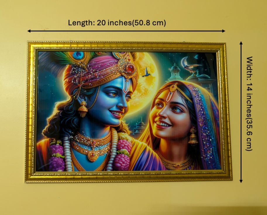 BishnuAK Resin Radha Krishna Painting 20 inch x 14 inch
