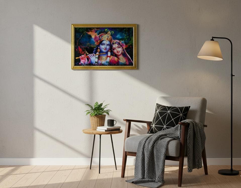 BishnuAK Resin Radha Krishna Painting 20 inch x 14 inch