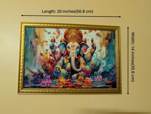 BishnuAK Resin Ganesh Painting 20 inch x 14 inch