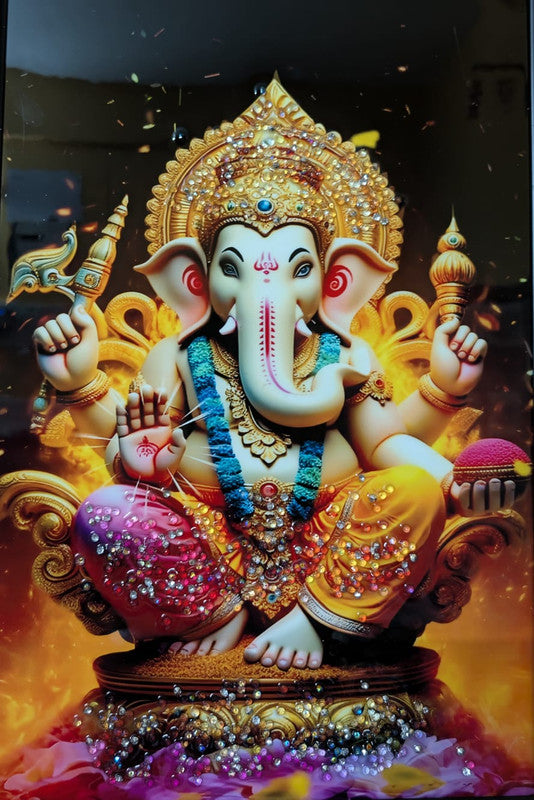 BishnuAK Resin Ganesh Painting 14 inch x 20 inch