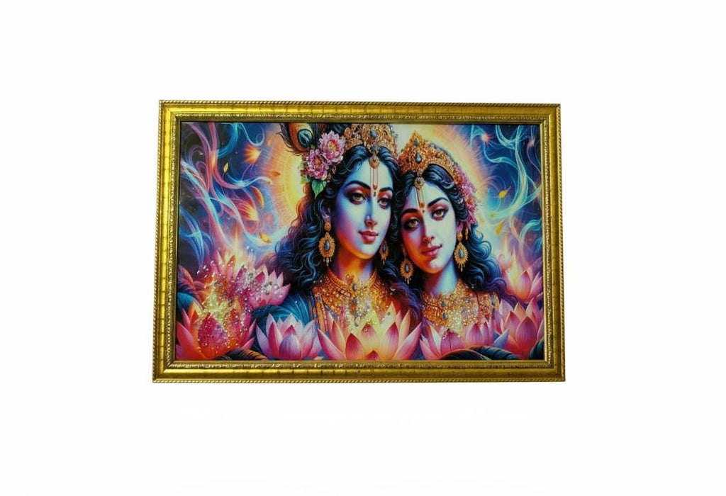 BishnuAK Resin Radha Krishna Painting 20 inch x 14 inch