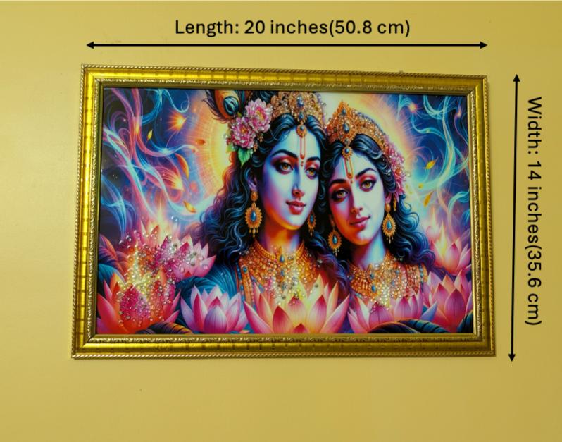 BishnuAK Resin Radha Krishna Painting 20 inch x 14 inch