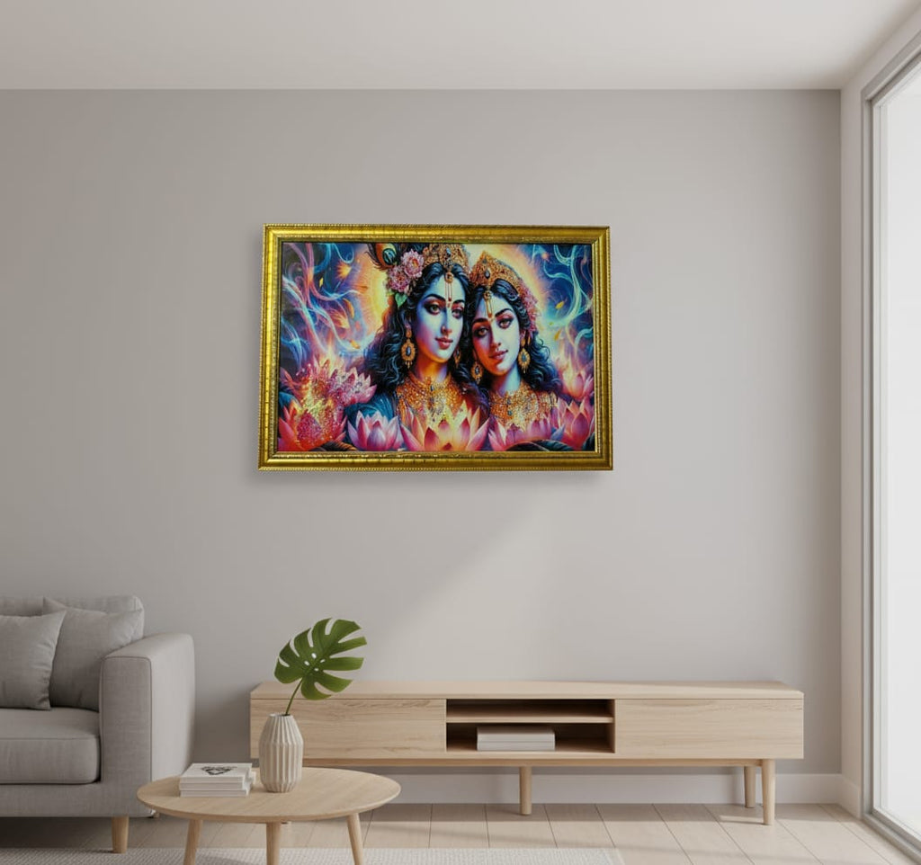 BishnuAK Resin Radha Krishna Painting 20 inch x 14 inch