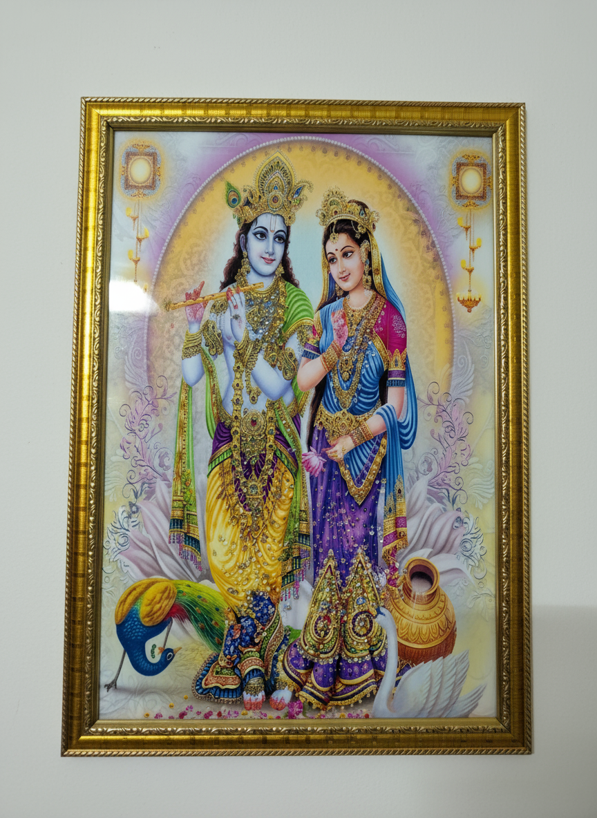 BishnuAK Resin Radha Krishna Painting 14 inch x 20 inch